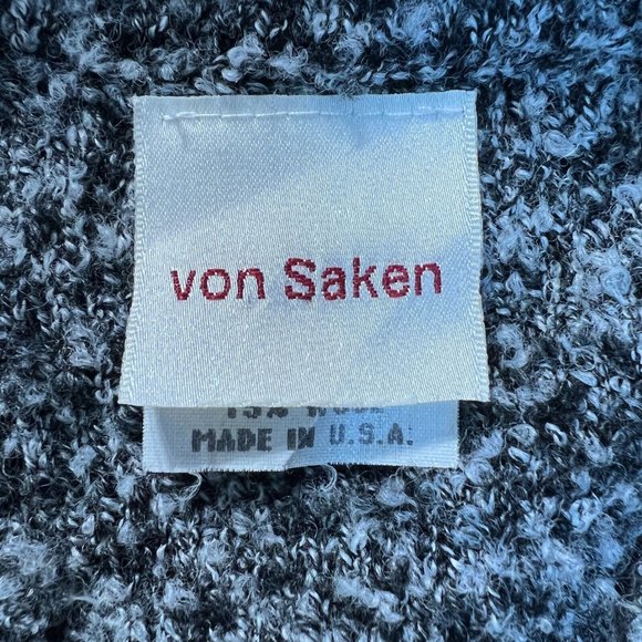 VON SAKEN Poncho Sweater Womens One Size Gray Wool Blend Knit Toggle Longline - Picture 9 of 13